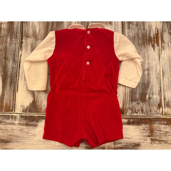 Vintage Alexis Red Velvet Baby Boy Holiday Romper Suit Size 18 Months - Picture 2 of 4